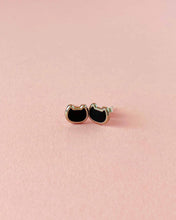 Load image into Gallery viewer, Mini Black Cat Earring Studs • Silver