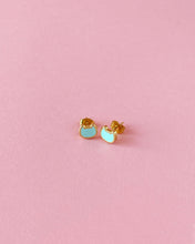 Load image into Gallery viewer, Mini Teal Cat Earring Studs - Gold