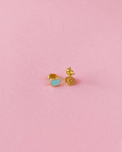 Load image into Gallery viewer, Mini Teal Cat Earring Studs - Gold