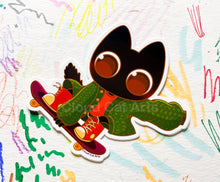 Load image into Gallery viewer, Kick Flip Milo - Black Cat Skateboard - Vinyl Sticker