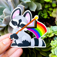 Load image into Gallery viewer, Pride Raccoon - LGBT Flag - Vinyl Sticker