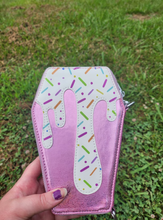 Load image into Gallery viewer, 4 Colors: Holographic Drippy Gothic Slime Coffin Shoulder Wrist Clutch Wallet