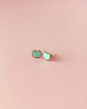 Load image into Gallery viewer, Mini Teal Cat Earring Studs • Silver