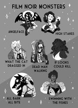 Load image into Gallery viewer, Film Noir Monsters Pins