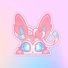 Load image into Gallery viewer, Pink Fairy Peek Holo Sparkle Sticker - Cute Sticker - Laptop Decal in Small or Large