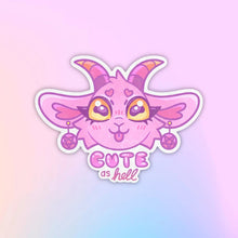 Load image into Gallery viewer, Cute As Hell Baphomet Holo Heart Sticker - Cute Sticker - Laptop Decal