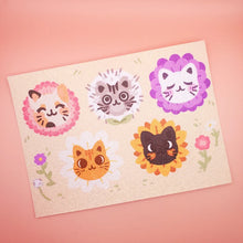 Load image into Gallery viewer, Cat Garden 5x7" Glitter Textured Art Print