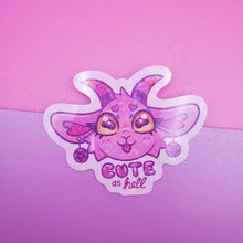Load image into Gallery viewer, Cute As Hell Baphomet Holo Heart Sticker - Cute Sticker - Laptop Decal