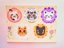 Load image into Gallery viewer, Cat Garden 5x7" Glitter Textured Art Print