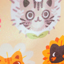 Load image into Gallery viewer, Cat Garden 5x7" Glitter Textured Art Print
