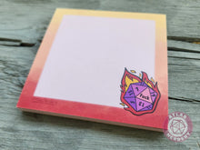 Load image into Gallery viewer, Flaming Crit Fail Small Notepad - 4in x 4in Non-Sticky Tear-Away Memo Notepad 50 Pages
