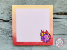 Load image into Gallery viewer, Flaming Crit Fail Small Notepad - 4in x 4in Non-Sticky Tear-Away Memo Notepad 50 Pages