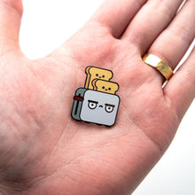 Load image into Gallery viewer, GRUMPY TOASTER ENAMEL PIN - BREAKFAST LAPEL PIN