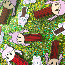 Load image into Gallery viewer, Black Lady Mini PEZ Dispenser Pin & Sticker Set