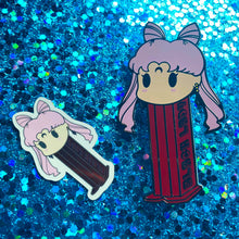 Load image into Gallery viewer, Black Lady Mini PEZ Dispenser Pin & Sticker Set