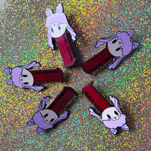 Load image into Gallery viewer, Black Lady Mini PEZ Dispenser Pin & Sticker Set