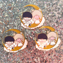 Load image into Gallery viewer, Little Moon Stars Enamel Pin & Sticker!