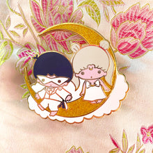 Load image into Gallery viewer, Little Moon Stars Enamel Pin & Sticker!