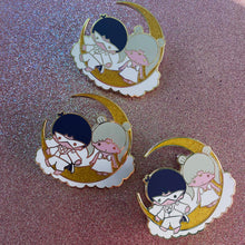 Load image into Gallery viewer, Little Moon Stars Enamel Pin & Sticker!