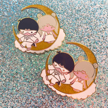 Load image into Gallery viewer, Little Moon Stars Enamel Pin & Sticker!