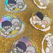 Load image into Gallery viewer, Little Moon Stars Enamel Pin & Sticker!
