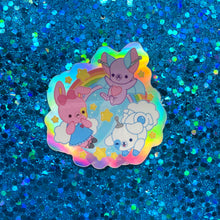 Load image into Gallery viewer, BizBaz Friends Gold Enamel Pin + Holographic Sticker Set!