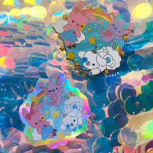 Load image into Gallery viewer, BizBaz Friends Gold Enamel Pin + Holographic Sticker Set!