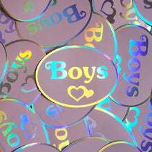 Load image into Gallery viewer, 80's, 90's, or 00's Boys Holo Stickers or Enamel Pins!