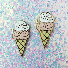 Load image into Gallery viewer, DOUBLE DIP CAT CREAM CONE LAPEL PIN