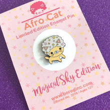 Load image into Gallery viewer, SALE AFRO CAT MAGICAL SKY GLITTER ENAMEL PIN & STICKER SET