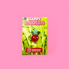 Load image into Gallery viewer, HAPPY RADISH ENAMEL PIN - VEGETABLE LAPEL PIN