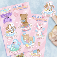 Load image into Gallery viewer, Self Care Plushie Pals Sticker Sheets (2 Pack)