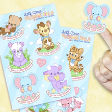Load image into Gallery viewer, Self Care Plushie Pals 2 Sticker Sheets (2 Pack)