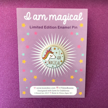 Load image into Gallery viewer, "I AM MAGICAL" WHITE GLITTER UNICORN ENAMEL PIN