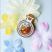 Load image into Gallery viewer, Red Phoenix Feather Fire Revive Potion Bottle Pin