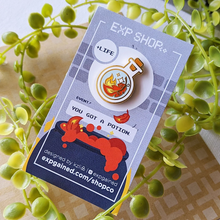 Load image into Gallery viewer, Red Phoenix Feather Fire Revive Potion Bottle Pin