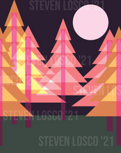 Load image into Gallery viewer, Neon Forest: An Shimmery 11" x 14" | 27.94 x 35.56 cm Professionally Printed Minimalist Art Print for the alternative woodland enthusiast