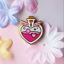 Load image into Gallery viewer, Pink Locked Heart Love Potion Bottle Pin
