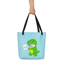 Load image into Gallery viewer, RAWR - BizBaz Dino Beach Bag - Light Blue