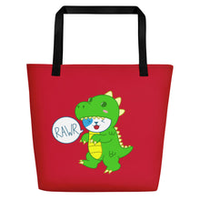Load image into Gallery viewer, RAWR - BizBaz Dino Beach Bag - Red