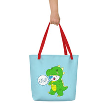 Load image into Gallery viewer, RAWR - BizBaz Dino Beach Bag - Light Blue