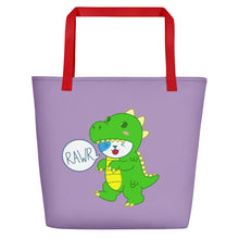 Load image into Gallery viewer, RAWR - BizBaz Dino Beach Bag - Purple