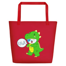 Load image into Gallery viewer, RAWR - BizBaz Dino Beach Bag - Red