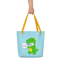 Load image into Gallery viewer, RAWR - BizBaz Dino Beach Bag - Light Blue
