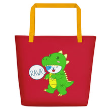 Load image into Gallery viewer, RAWR - BizBaz Dino Beach Bag - Red