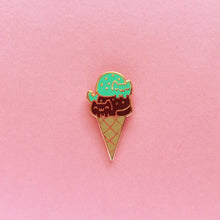 Load image into Gallery viewer, DOUBLE DIP CAT CREAM CONE LAPEL PIN