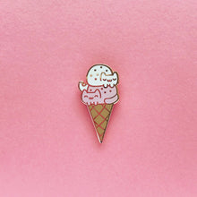 Load image into Gallery viewer, DOUBLE DIP CAT CREAM CONE LAPEL PIN