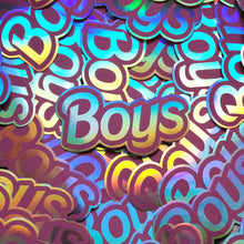 Load image into Gallery viewer, 80's, 90's, or 00's Boys Holo Stickers or Enamel Pins!