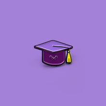 Load image into Gallery viewer, GRADUATION HAT ENAMEL PIN - ACADEMIC CAP PIN: Purple or Black!