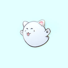 Load image into Gallery viewer, CAT GHOST GLOW IN THE DARK ENAMEL PIN